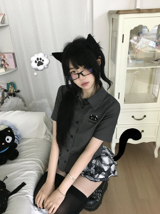 kitten embroidery shirt