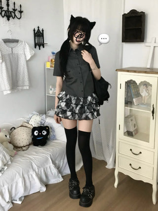 kitten embroidery shirt