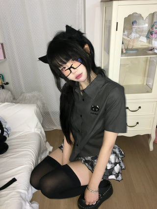 kitten embroidery shirt