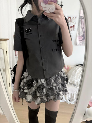 kitten embroidery shirt