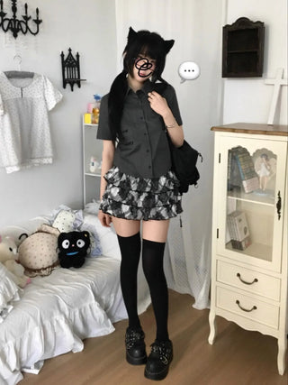kitten embroidery shirt