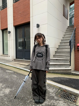 cat embroidery overalls