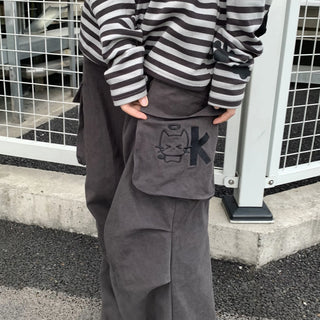 cat embroidery overalls
