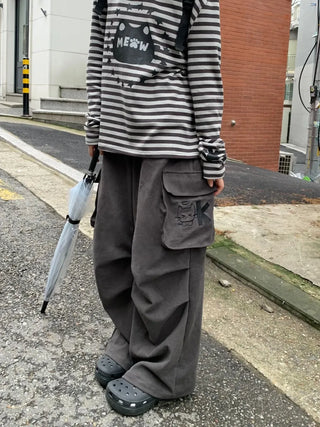 cat embroidery overalls