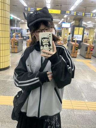 striped stand coat
