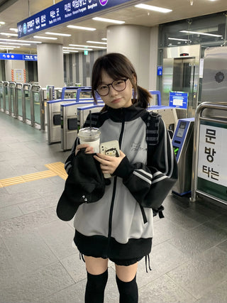 striped stand coat