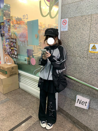 striped stand coat