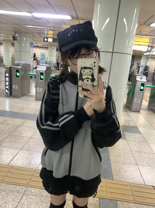 striped stand coat