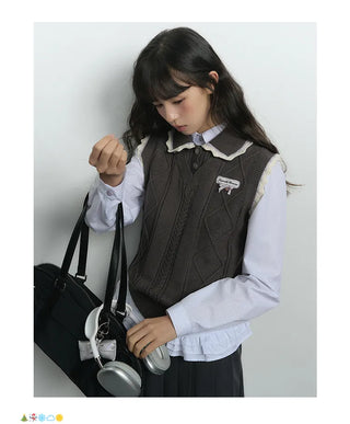 knit collar vest