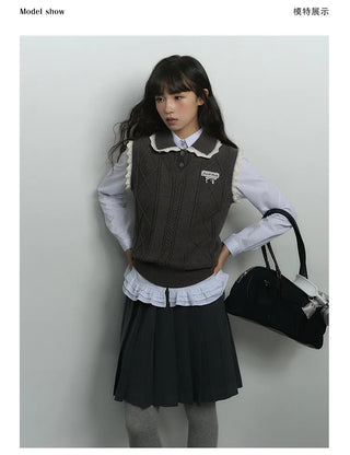 knit collar vest