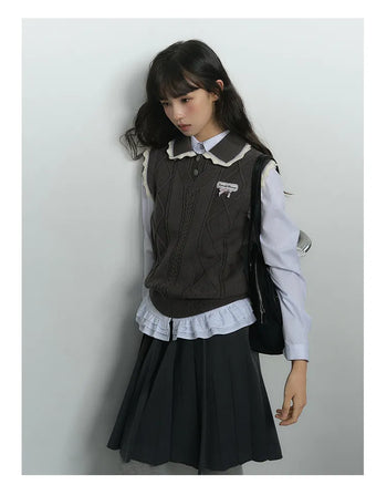 knit collar vest