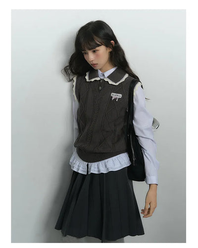 knit collar vest