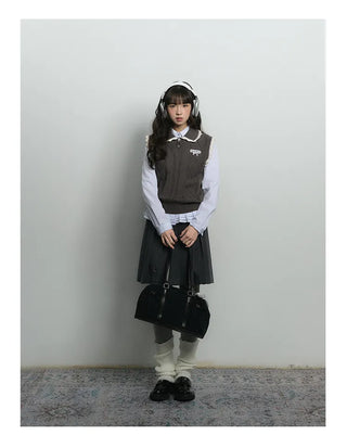knit collar vest