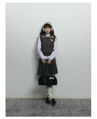 knit collar vest