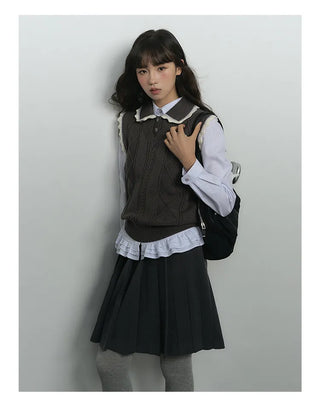 knit collar vest