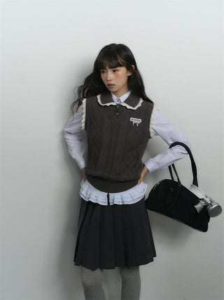 knit collar vest