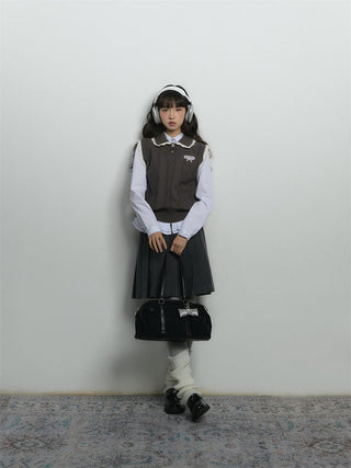knit collar vest