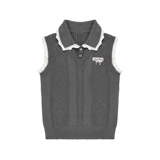 knit collar vest