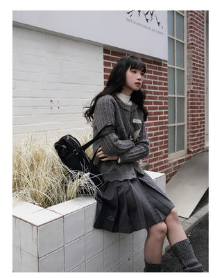 rhombus ruffled cardigan