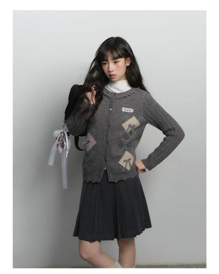 rhombus ruffled cardigan