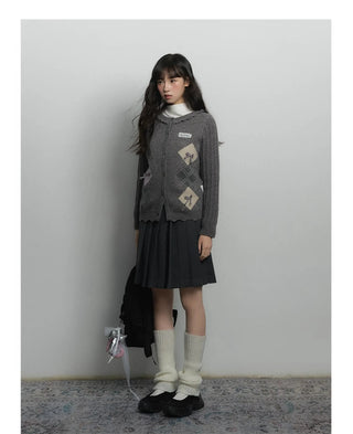rhombus ruffled cardigan