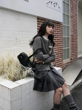 rhombus ruffled cardigan