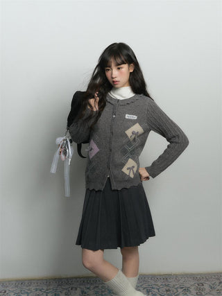 rhombus ruffled cardigan