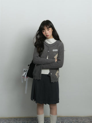 rhombus ruffled cardigan
