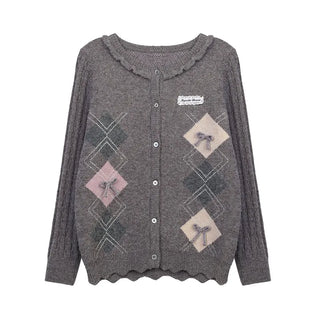 rhombus ruffled cardigan