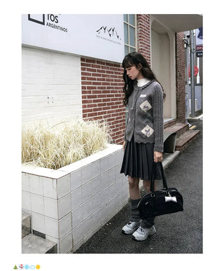 rhombus ruffled cardigan