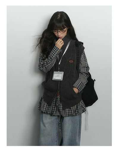 knit zipper vest