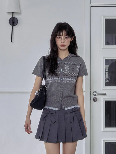 jacquard hooded sweater
