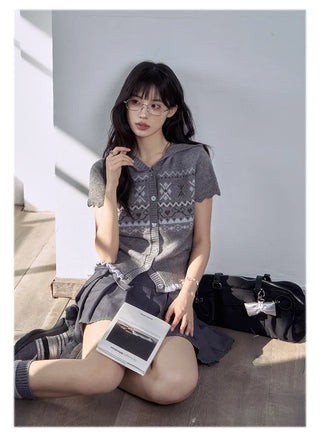 jacquard hooded sweater