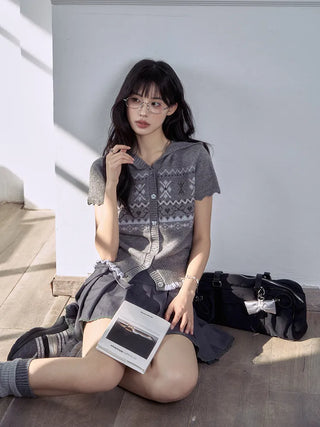 jacquard hooded sweater