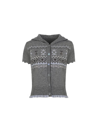 jacquard hooded sweater