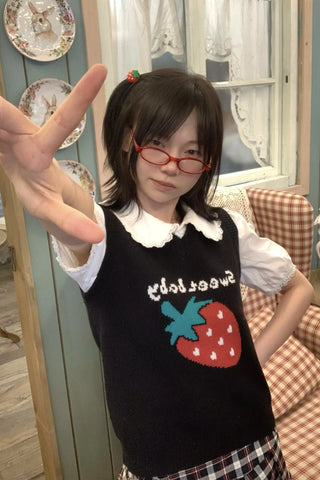 strawberry knit vest