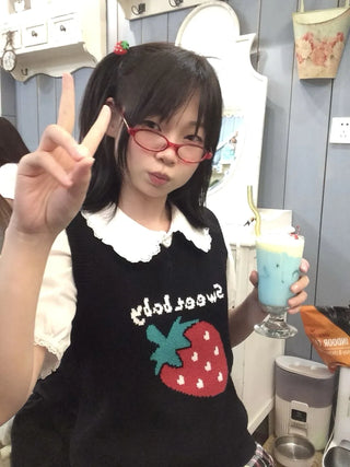 strawberry knit vest