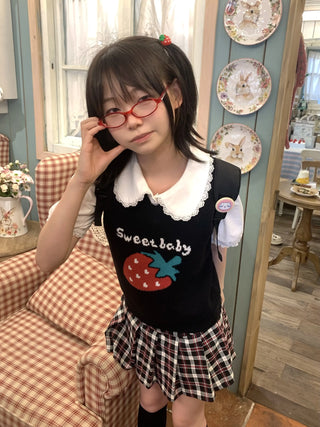 strawberry knit vest