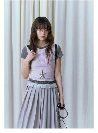 magazine print Tops