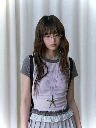 magazine print Tops