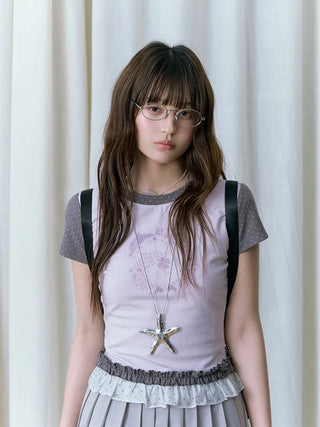 magazine print Tops