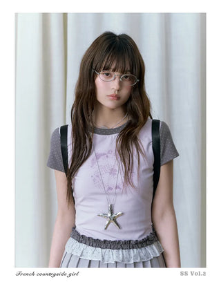 magazine print Tops
