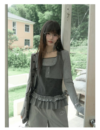 fake two-piece overalls