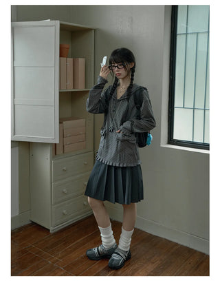 gray polka coat