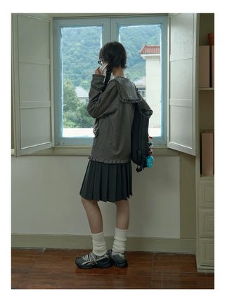 gray polka coat