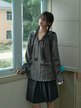 gray polka coat