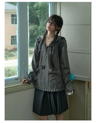 gray polka coat