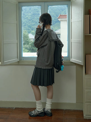 gray polka coat