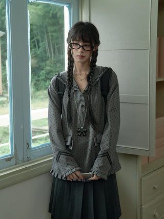gray polka coat