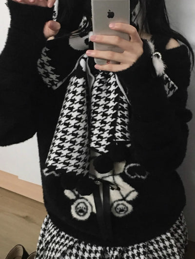 kitten houndstooth scarf